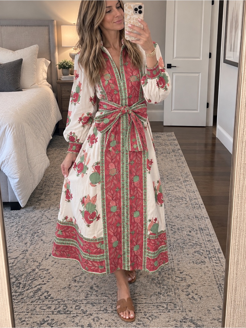 Victoria Dunn Floral and fruit Cotton Midi Dress XS